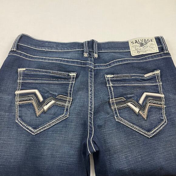 Y2K Salvage Supply Co Anarchy Straight Jeans size 38 x 32 Dark Wash Streetwear - Picture 4 of 11